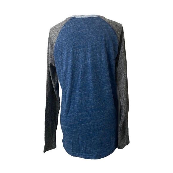 George Men's Shirt Blue and Grey Long Sleeve Crewneck Pocket Size Medium - Picture 3 of 5